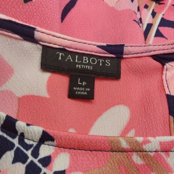 Talbots Floral Top Sz L Petite Vibrant Colorful Classic Feminine Preppy Timeless - Picture 7 of 8